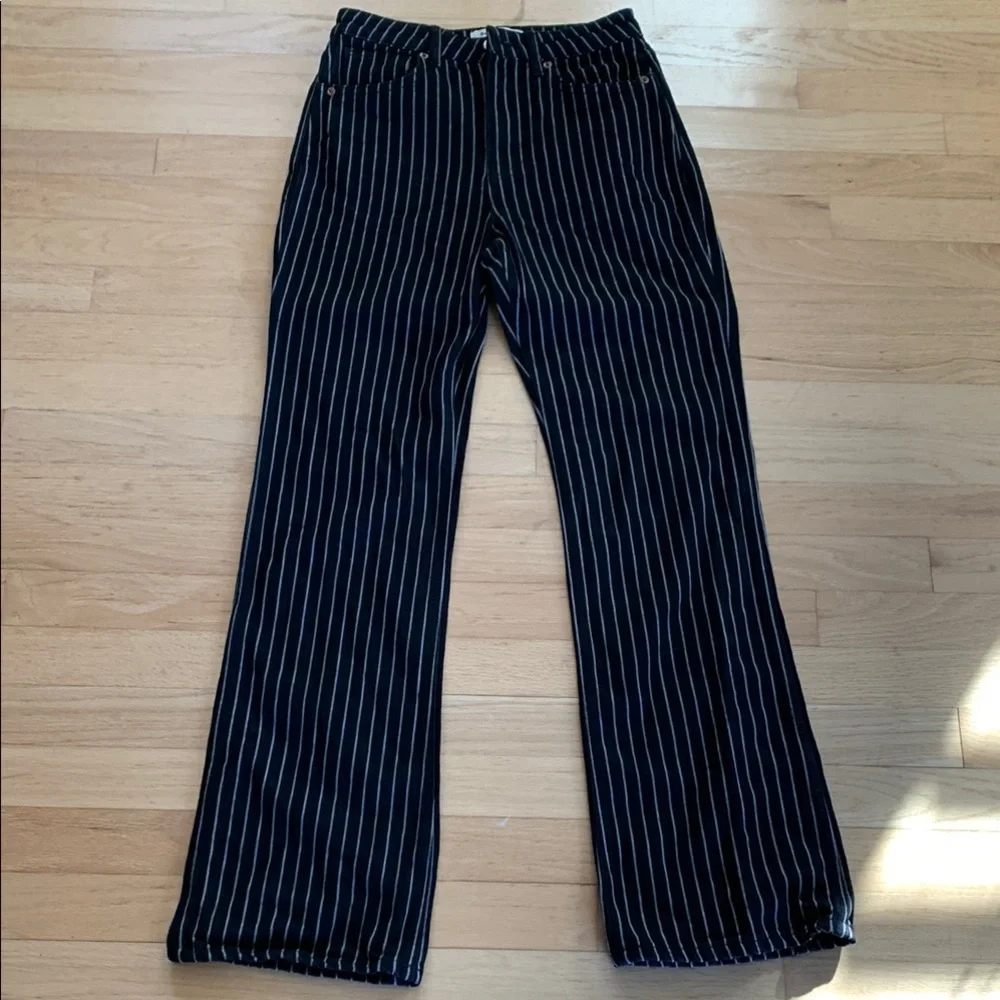 Reformation Georgia Pinstripe High Rise Flare Jeans Size 25 - Picture 2 of 13